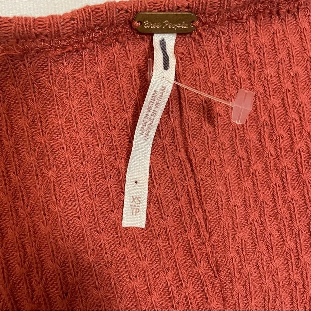 New Free People Bennet Ruffled Long Sleeve Terracotta Top Size XS